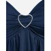 ROSE GAL Plus Size Women Heart Ring Buckled Casual Summer Flowy Lace Handkerchief Hem Tank Top(Blue)