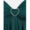ROSE GAL Plus Size Women Heart Ring Buckled Casual Summer Flowy Lace Handkerchief Hem Tank Top(Green)