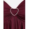 ROSE GAL Plus Size Women Heart Ring Buckled Casual Summer Flowy Lace Handkerchief Hem Tank Top(Red)