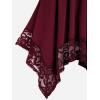 ROSE GAL Plus Size Women Heart Ring Buckled Casual Summer Flowy Lace Handkerchief Hem Tank Top(Red)