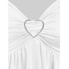 ROSE GAL Plus Size Women Heart Ring Buckled Casual Summer Flowy Lace Handkerchief Hem Tank Top(White)