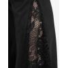 ROSE GAL Plus Size Women High Waisted Flare Pants Lace Patchwork Faux Suede Bell Bottom Pants with Pockets Long Trousers(Black)