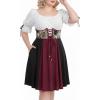 ROSE GAL Plus Size Women Victorian Renaissance Costume Color Block Medieval Corset Dress Ren Faire Costume(Black)