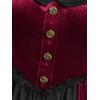 ROSE GAL Plus Size Womens 1950s Vintage Buttons Velvet Cocktail Party Dress(Red_1)