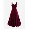 ROSE GAL Plus Size Womens 1950s Vintage Buttons Velvet Cocktail Party Dress(Red_1)