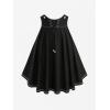 ROSE GAL Plus Size Womens Casual Suspender Skirt Back Zipper Lace-up Topstitching Skirt(Black_1)