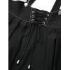 ROSE GAL Plus Size Womens Casual Suspender Skirt Back Zipper Lace-up Topstitching Skirt(Black_1)