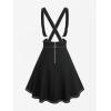 ROSE GAL Plus Size Womens Casual Suspender Skirt Back Zipper Lace-up Topstitching Skirt(Black_1)