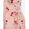 ROSE GAL Plus Size Womens Elegant Flowy Summer Babydoll Tank Top Cherry Print Lace-up Buckles Straps Top(Pink_1)