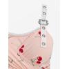 ROSE GAL Plus Size Womens Elegant Flowy Summer Babydoll Tank Top Cherry Print Lace-up Buckles Straps Top(Pink_1)
