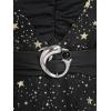 ROSE GAL Plus Size Womens Elegant Sparkly Gold Stamping Stars Print Long Flare Sleeve 2 in 1 Flowy Top(Black)