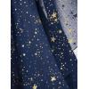 ROSE GAL Plus Size Womens Elegant Sparkly Gold Stamping Stars Print Long Flare Sleeve 2 in 1 Flowy Top(Blue)