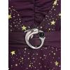 ROSE GAL Plus Size Womens Elegant Sparkly Gold Stamping Stars Print Long Flare Sleeve 2 in 1 Flowy Top(Deep Purple)