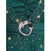 ROSE GAL Plus Size Womens Elegant Sparkly Gold Stamping Stars Print Long Flare Sleeve 2 in 1 Flowy Top(Green)