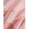 ROSE GAL Plus Size Womens Elegant Sparkly Gold Stamping Stars Print Long Flare Sleeve 2 in 1 Flowy Top(Pink)