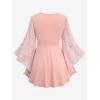 ROSE GAL Plus Size Womens Elegant Sparkly Gold Stamping Stars Print Long Flare Sleeve 2 in 1 Flowy Top(Pink)