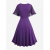 ROSE GAL Plus Size Womens Flowy Wedding Guest Cape Dress with Chiffon Overlay Elegant Shawl Neck Dress(Purple_1)