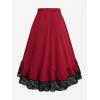 ROSE GAL Plus Size Womens Goth Steampunk High Low Skirt(Red_1)