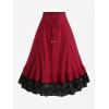 ROSE GAL Plus Size Womens Goth Steampunk High Low Skirt(Red_1)