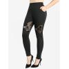 ROSE GAL Plus Size Womens Gothic Punk Skulls Mesh Panel High Waisted Tummy Control Leggings(Black_1)
