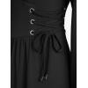 ROSE GAL Plus Size Womens Renaissance Medieval Fairy Square Neck Flowy Cottagecore Corset Peasant Costume Dress(Black_1)