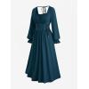 ROSE GAL Plus Size Womens Renaissance Medieval Fairy Square Neck Flowy Cottagecore Corset Peasant Costume Dress(Blue_2)