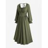 ROSE GAL Plus Size Womens Renaissance Medieval Fairy Square Neck Flowy Cottagecore Corset Peasant Costume Dress(Green_1)
