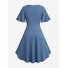 ROSE GAL Plus Size Women’s Summer Floral Flowy Flutter Sleeves Sundress Flounce Twist Short Sleeves Dress(Blue_1)