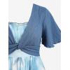 ROSE GAL Plus Size Women’s Summer Floral Flowy Flutter Sleeves Sundress Flounce Twist Short Sleeves Dress(Blue_1)