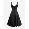 ROSE GAL Plus Size Womens Vintage V Neck Flowy Dress Elegant Sleeveless Backless Dress(Black_1)