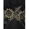 ROSE GAL Rosegal Plus Size Women Flower Applique Chiffon Overlay Bodycon Pencil Cape Dress for Wedding Cocktail Party Work(Black)