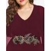 ROSE GAL Rosegal Plus Size Women Flower Applique Chiffon Overlay Bodycon Pencil Cape Dress for Wedding Cocktail Party Work(Wine Red)