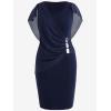 ROSE GAL Rosegal Plus Size Womens Chiffon Ruffle Bodycon Pencil Midi Sleeveless Cape Dress for Wedding Cocktail Party Work(Deep Blue)