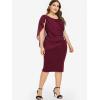 ROSE GAL Rosegal Plus Size Womens Chiffon Ruffle Bodycon Pencil Midi Sleeveless Cape Dress for Wedding Cocktail Party Work(Red)