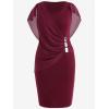 ROSE GAL Rosegal Plus Size Womens Chiffon Ruffle Bodycon Pencil Midi Sleeveless Cape Dress for Wedding Cocktail Party Work(Red)