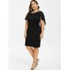 ROSE GAL Rosegal Plus Size Womens Sequins Chiffon Overlay Bodycon Pencil Cape Dress for Wedding Cocktail Party Evening(Black)