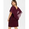 ROSE GAL Rosegal Plus Size Womens Sequins Chiffon Overlay Bodycon Pencil Cape Dress for Wedding Cocktail Party Evening(Red_1)