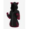 ROSE GAL Rosegal Women Plus Size Cat Ear Ribbed Hooded Blouson Jacket Animal Ear Two Tone Cute Hoodie(Black_1)
