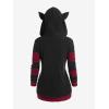 ROSE GAL Rosegal Women Plus Size Cat Ear Ribbed Hooded Blouson Jacket Animal Ear Two Tone Cute Hoodie(Black_1)