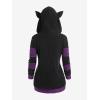 ROSE GAL Rosegal Women Plus Size Cat Ear Ribbed Hooded Blouson Jacket Animal Ear Two Tone Cute Hoodie(Black_2)