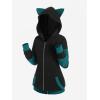 ROSE GAL Rosegal Women Plus Size Cat Ear Ribbed Hooded Blouson Jacket Animal Ear Two Tone Cute Hoodie(Blue_1)