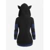 ROSE GAL Rosegal Women Plus Size Cat Ear Ribbed Hooded Blouson Jacket Animal Ear Two Tone Cute Hoodie(Blue_2)