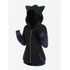 ROSE GAL Rosegal Women Plus Size Cat Ear Ribbed Hooded Blouson Jacket Animal Ear Two Tone Cute Hoodie(Blue_2)