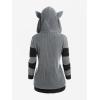 ROSE GAL Rosegal Women Plus Size Cat Ear Ribbed Hooded Blouson Jacket Animal Ear Two Tone Cute Hoodie(Gray_1)