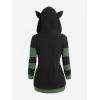 ROSE GAL Rosegal Women Plus Size Cat Ear Ribbed Hooded Blouson Jacket Animal Ear Two Tone Cute Hoodie(Green_1)