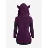 ROSE GAL Rosegal Women Plus Size Cat Ear Ribbed Hooded Blouson Jacket Animal Ear Two Tone Cute Hoodie(Purple_1)