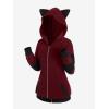 ROSE GAL Rosegal Women Plus Size Cat Ear Ribbed Hooded Blouson Jacket Animal Ear Two Tone Cute Hoodie(Red_1)
