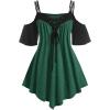 ROSE GAL Rosegal Women Plus Size Cold Shoulder Tee Lace-up Asymmetric Marled Short Sleeves Tee Open Shoulder Tunic Top(Green_2)