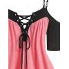 ROSE GAL Rosegal Women Plus Size Cold Shoulder Tee Lace-up Asymmetric Marled Short Sleeves Tee Open Shoulder Tunic Top(Pink_1)