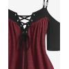 ROSE GAL Rosegal Women Plus Size Cold Shoulder Tee Lace-up Asymmetric Marled Short Sleeves Tee Open Shoulder Tunic Top(Red_1)